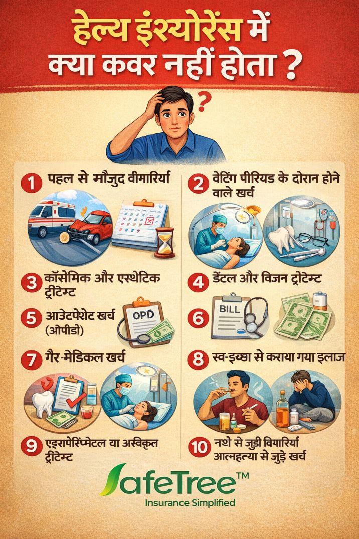 हेल्थ इंश्योरेंस में क्या-क्या कवर नहीं होता?